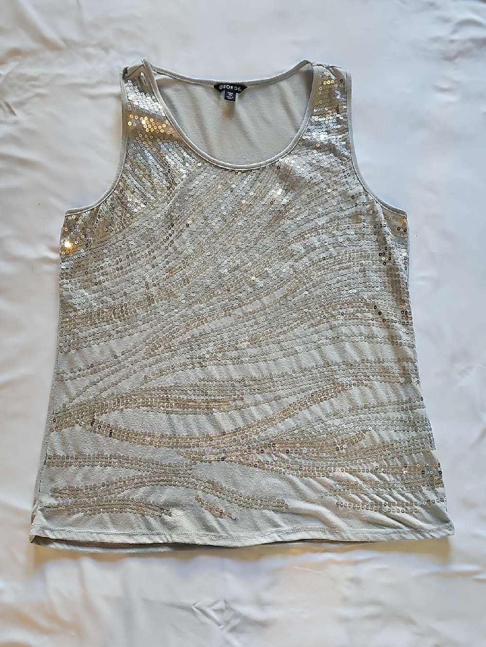 George Silver Sequin Sleeveless Tank Top Tote L